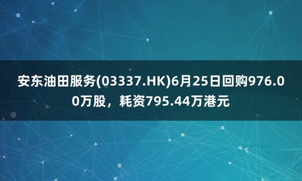 安东油田服务(03337.HK)6月25日回购976.00万股，耗资795.44万港元